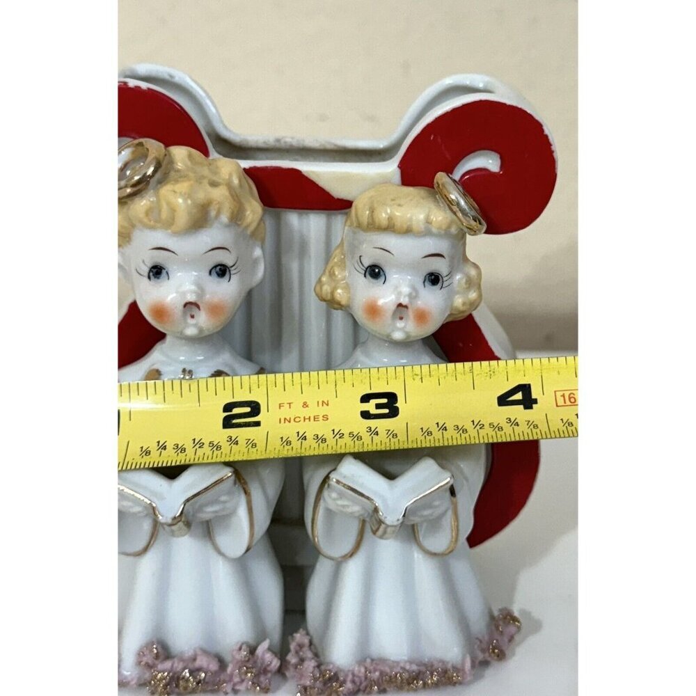 Pink Spaghetti Planter Christmas MCM Decor Boy Girl Angel Choir Sing Vintage - Picture 12 of 14